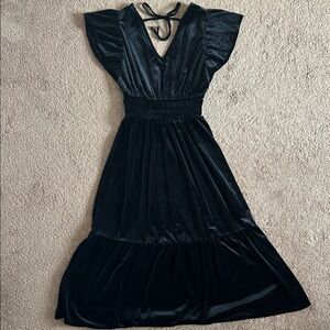 GAP Black Velvet Midi Dress